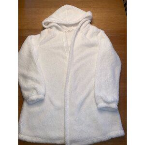 Fluffy White Hooded Sherpa Jacket For Women